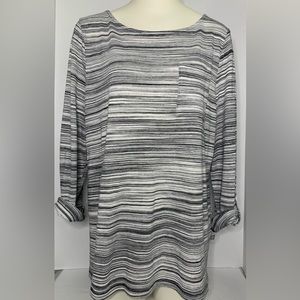 T by Talbots blouse size XL petite black gray striped